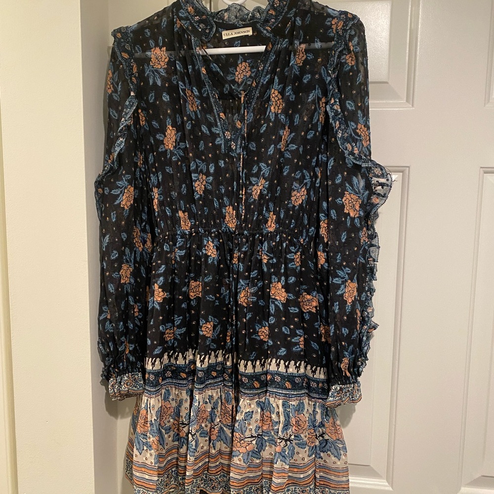 Ulla Johnson Dani dress black floral chiffon dress | size 6